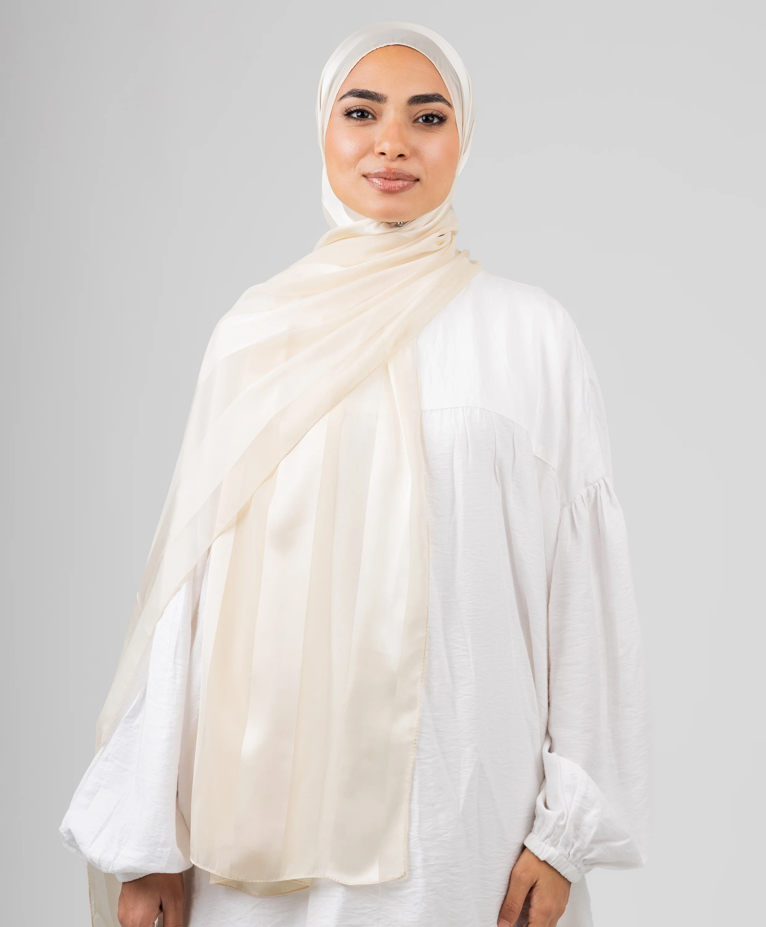 Abstract Satin Chiffon Scarf - Image 5