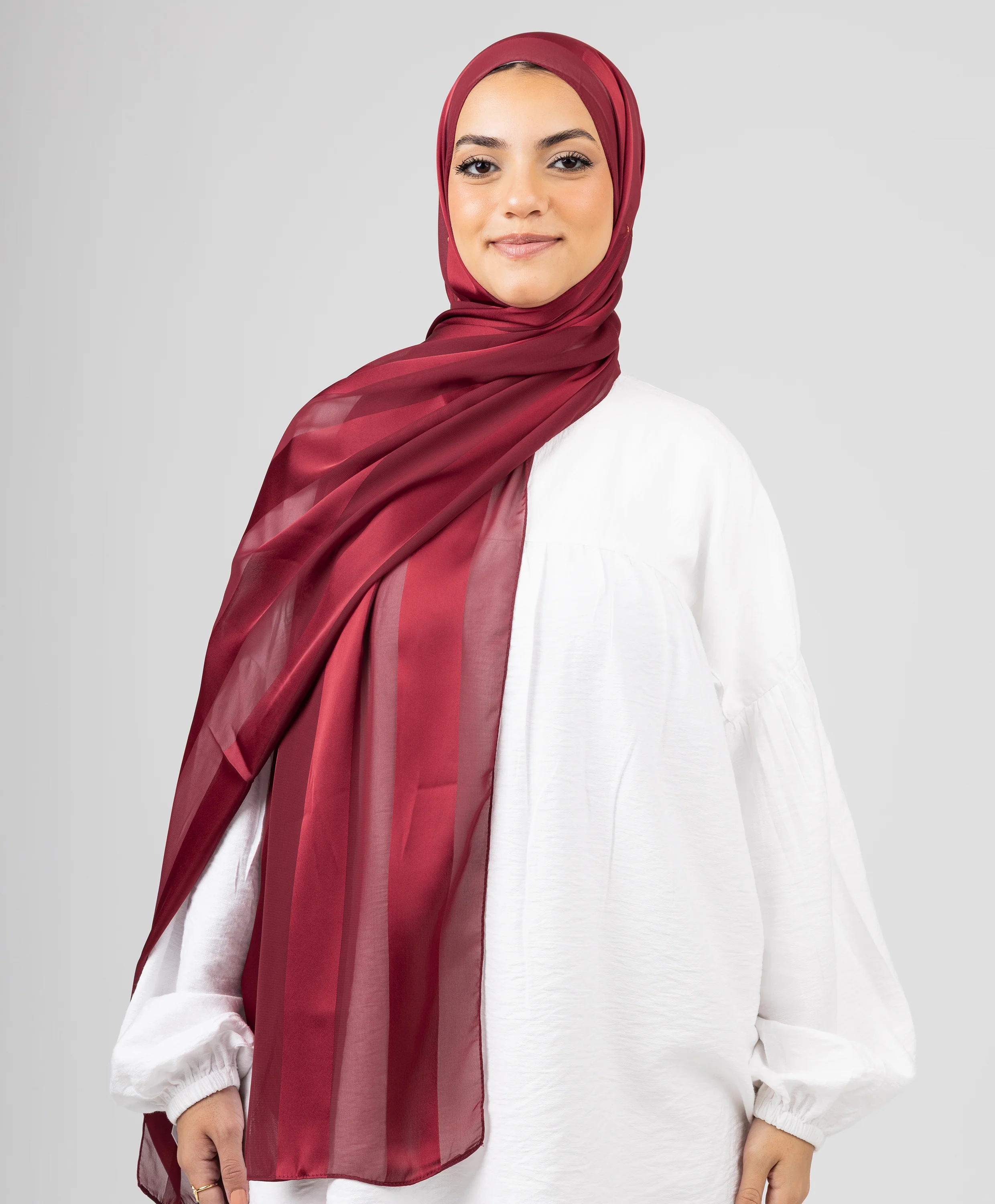 Abstract Satin Chiffon Scarf - Image 8