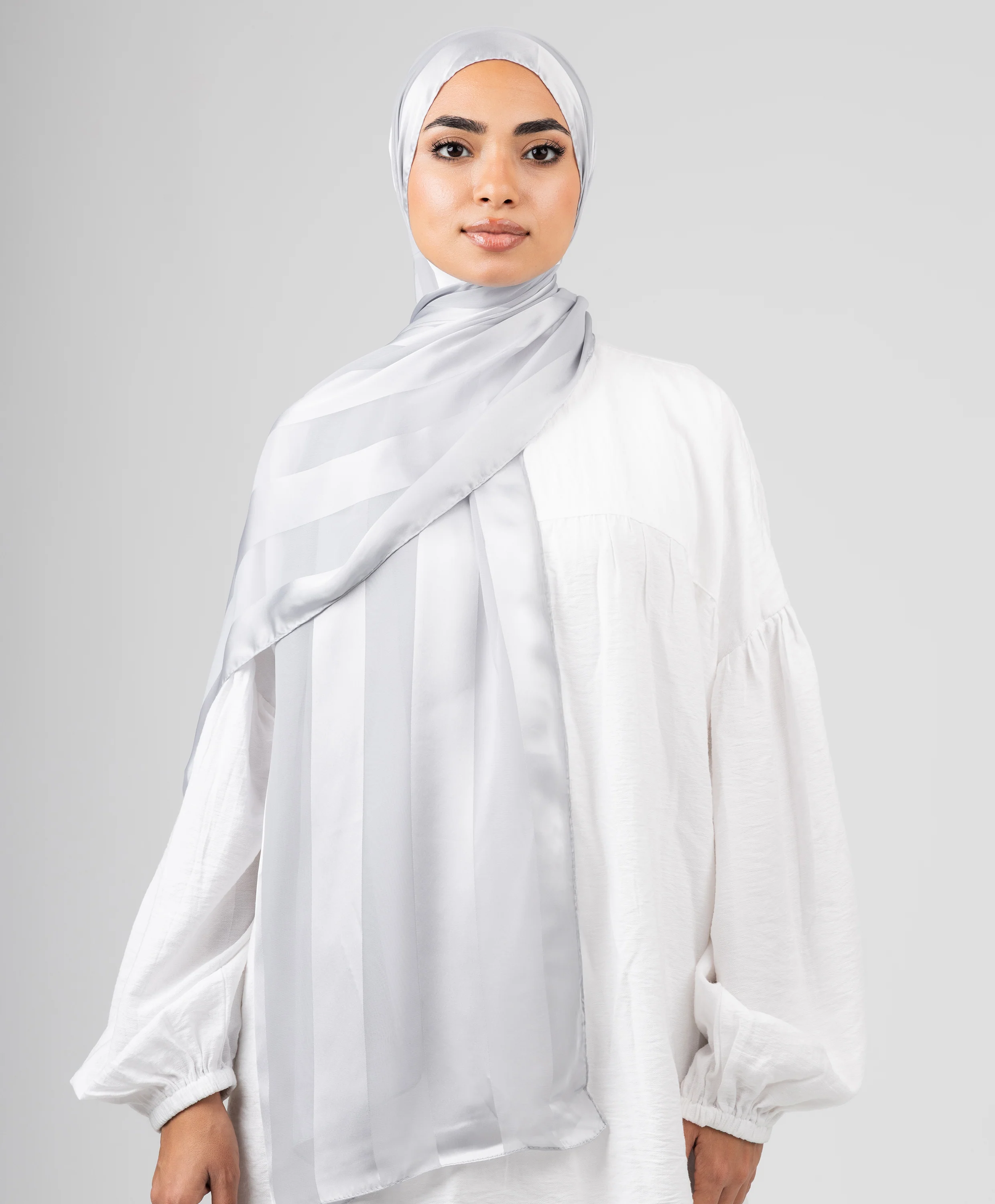 Abstract Satin Chiffon Scarf - Image 9