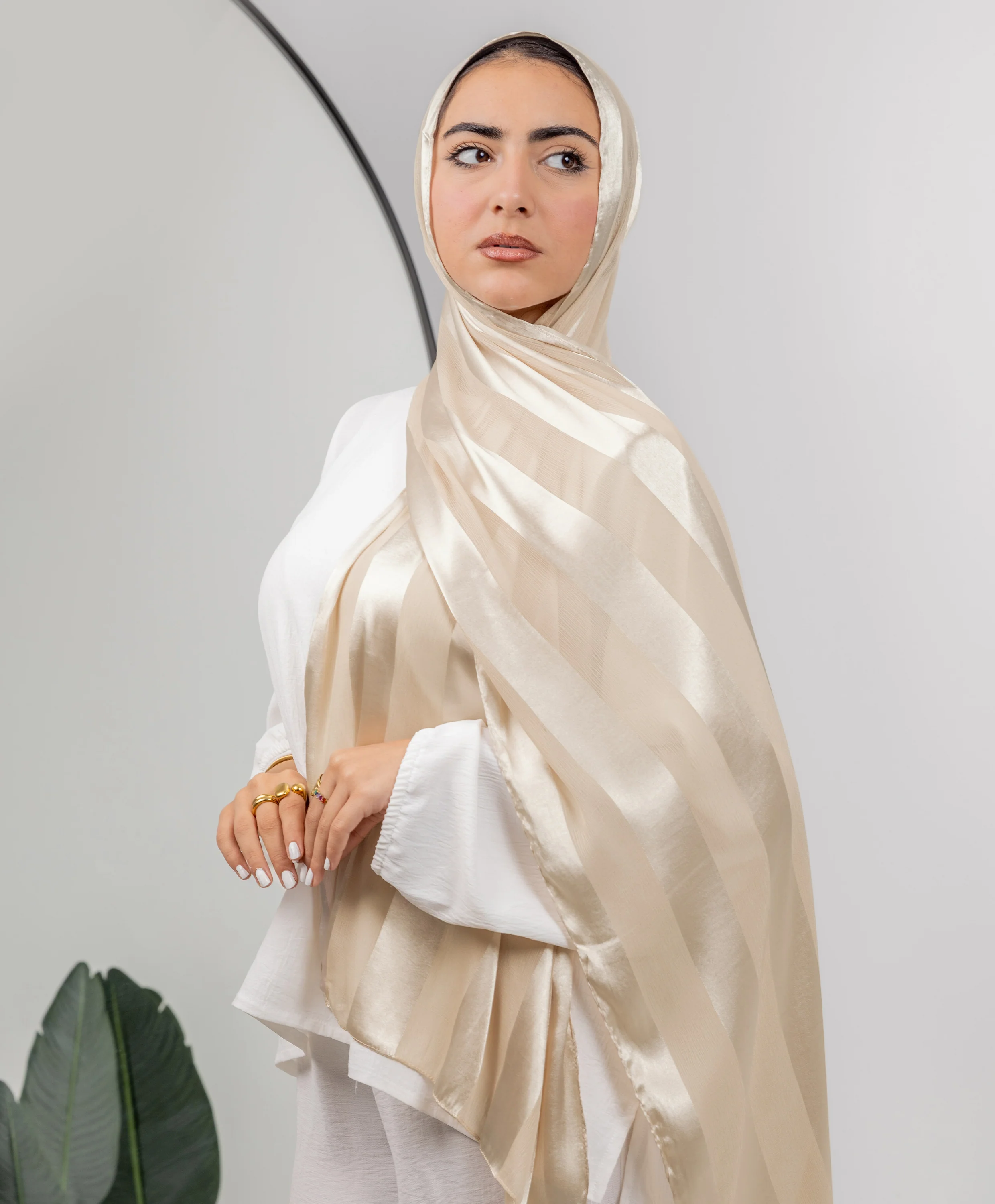 Crinkle Satin Chiffon Scarf - Image 11