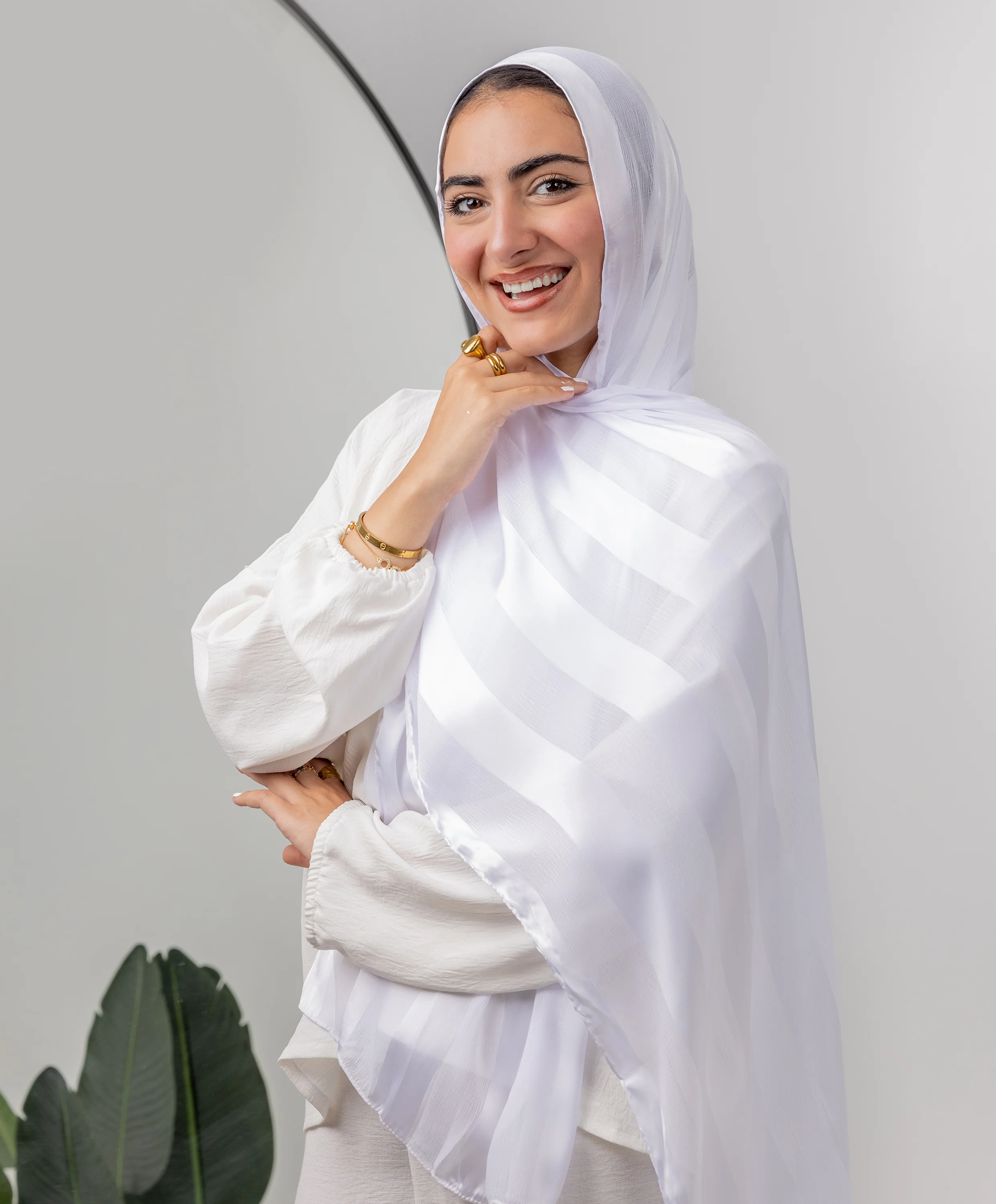 Crinkle Satin Chiffon Scarf - Image 4