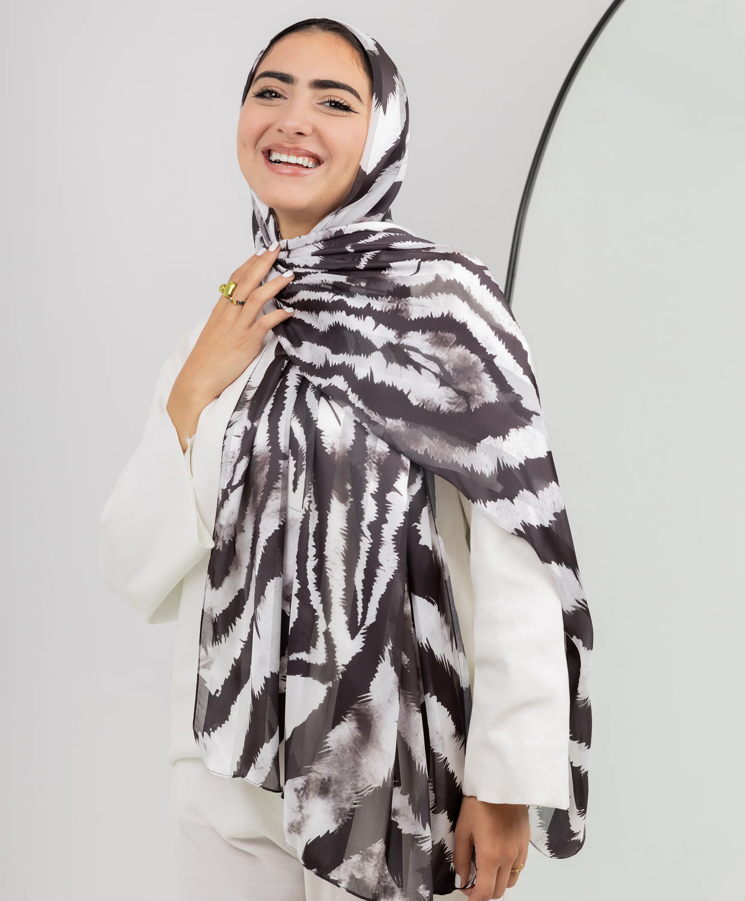 Leopard Satin Chiffon Scarf - Image 6